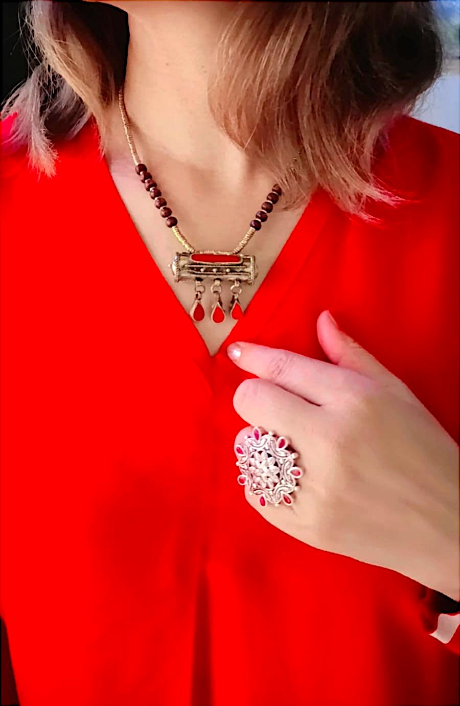 The Nomadic Amulet Pendant Necklace - Red