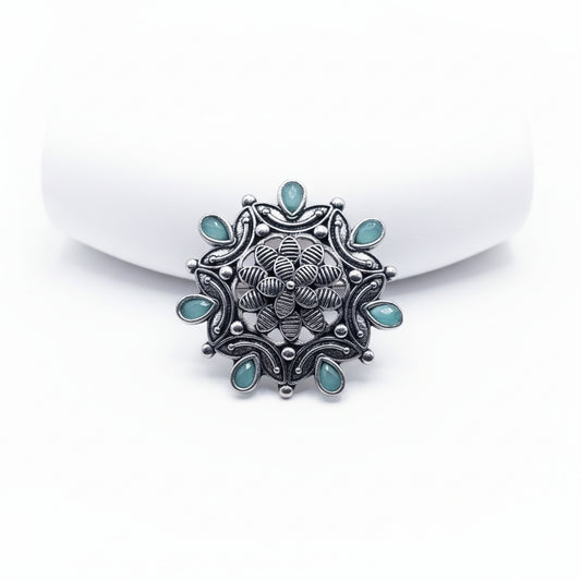 The Lush Flora Ring - Aqua Blue