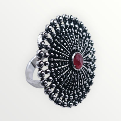 The Crimson Sunburst Ring