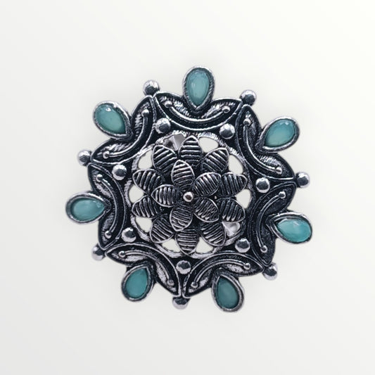 The Lush Flora Ring - Aqua Blue
