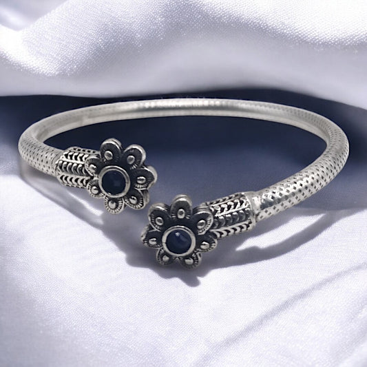 Ethereal Blossom Sterling Silver Cuff -Black
