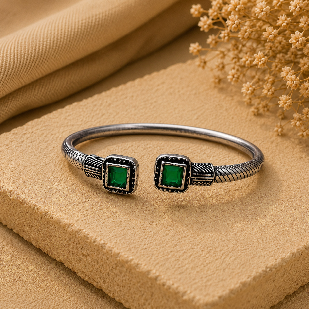 The Twin Gem Cuff - Green