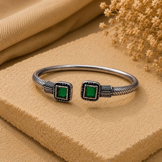 The Twin Gem Cuff - Green