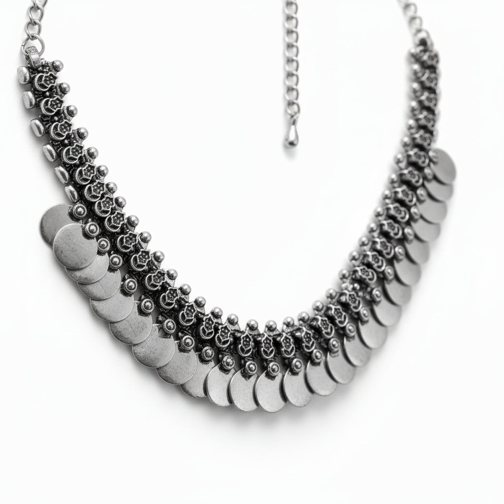 The Silver Coin Cascade Necklace