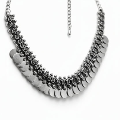 The Silver Coin Cascade Necklace