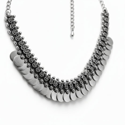 The Silver Coin Cascade Necklace
