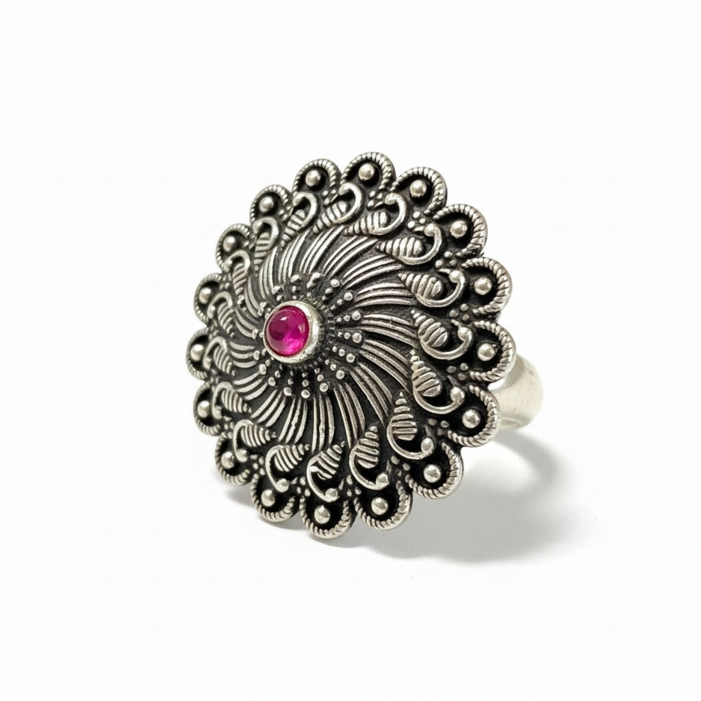 The Radiant Spiral Ring - Red