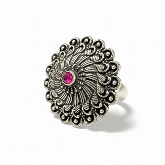 The Radiant Spiral Ring - Red