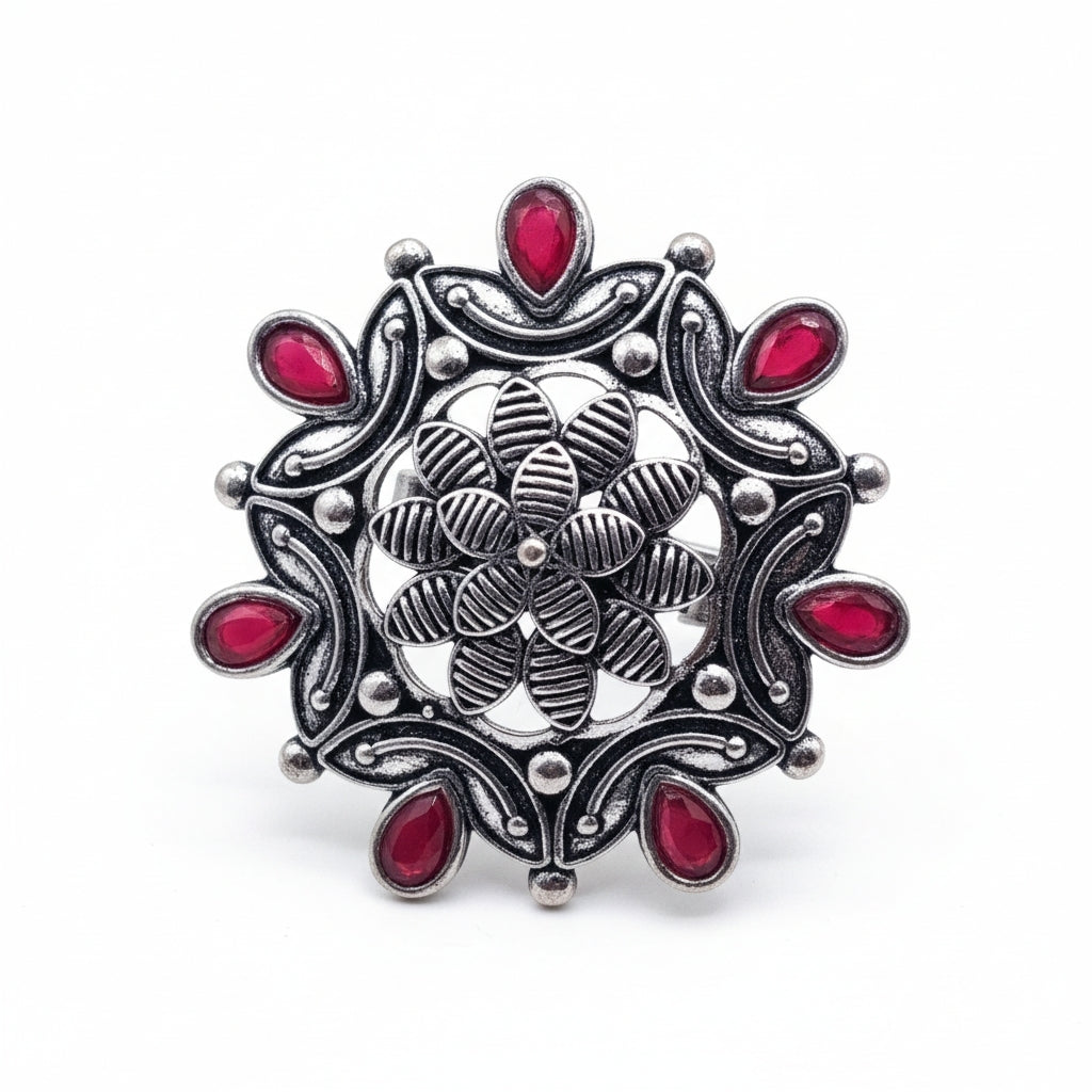The Lush Flora Ring - Red