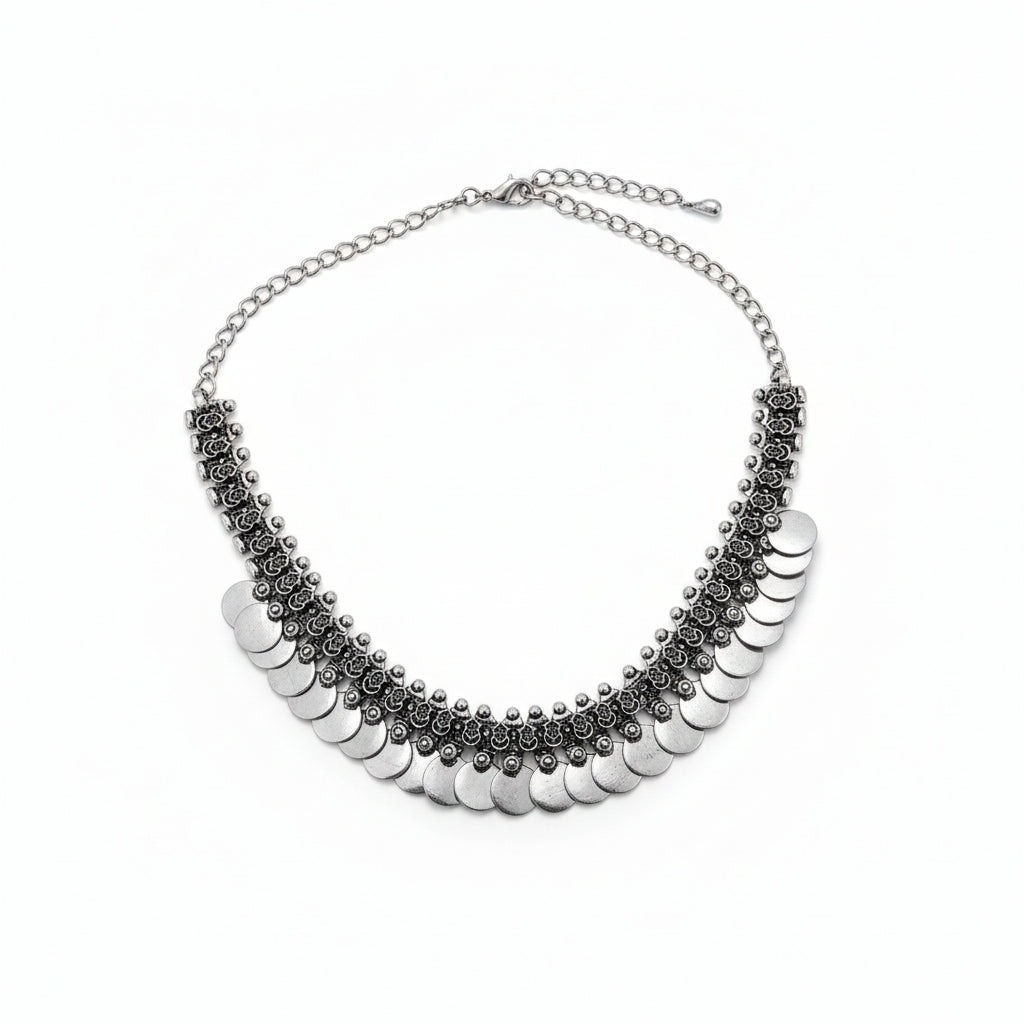 The Silver Coin Cascade Necklace