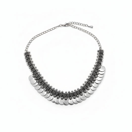 The Silver Coin Cascade Necklace